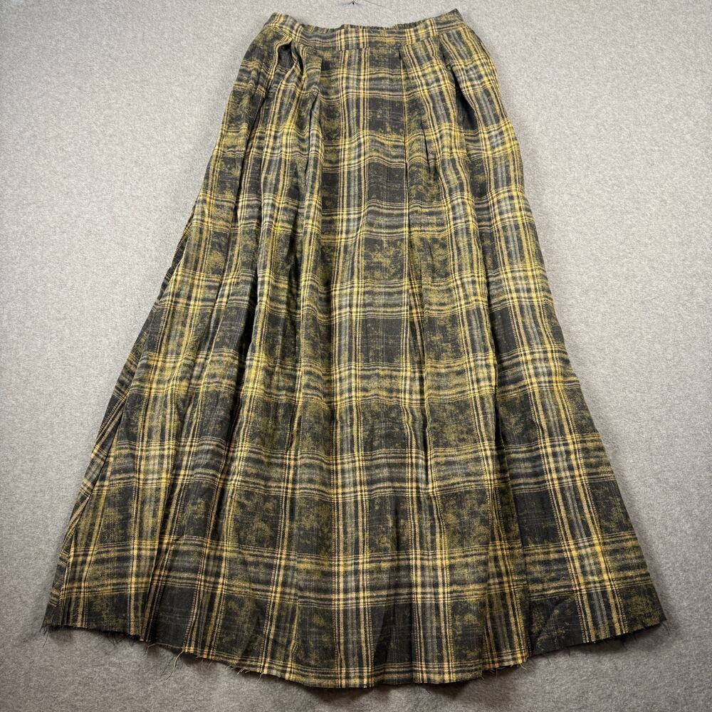 Promesa Black and Yellow Plaid Maxi Skirt